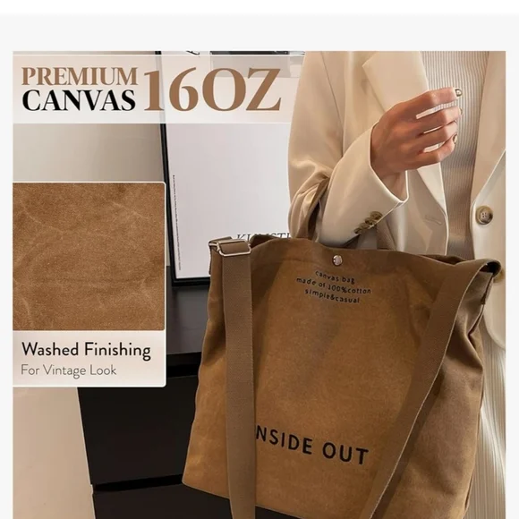 Brown Canvas Tote Bag - Picture 14 of 15